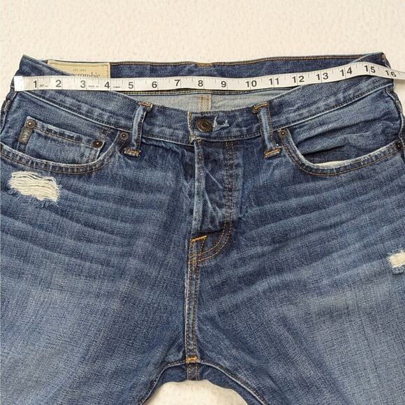 Abercrombie & Fitch Straight Jeans 32 Blue Distressed Denim Classic Menswear - Picture 4 of 10